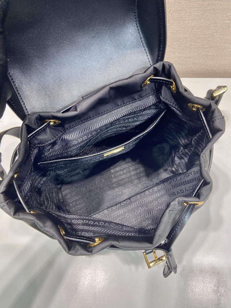 Prada 1BZ074 Re-Nylon and Brushed Leather Backpack Black