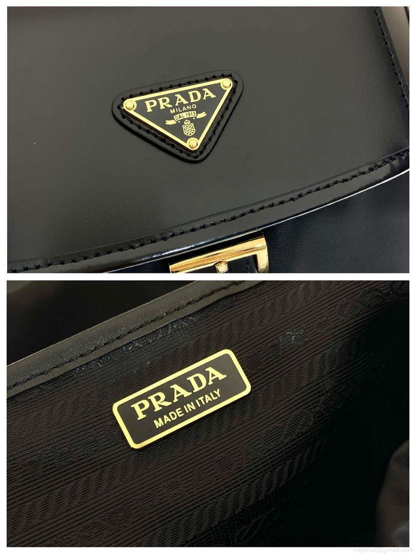 Prada 1BZ074 Re-Nylon and Brushed Leather Backpack Black