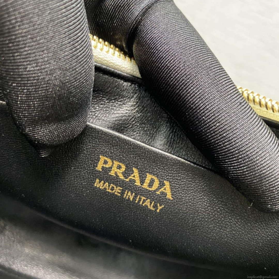 Prada 1BC194 Prada Arqué Leather Shoulder Bag White