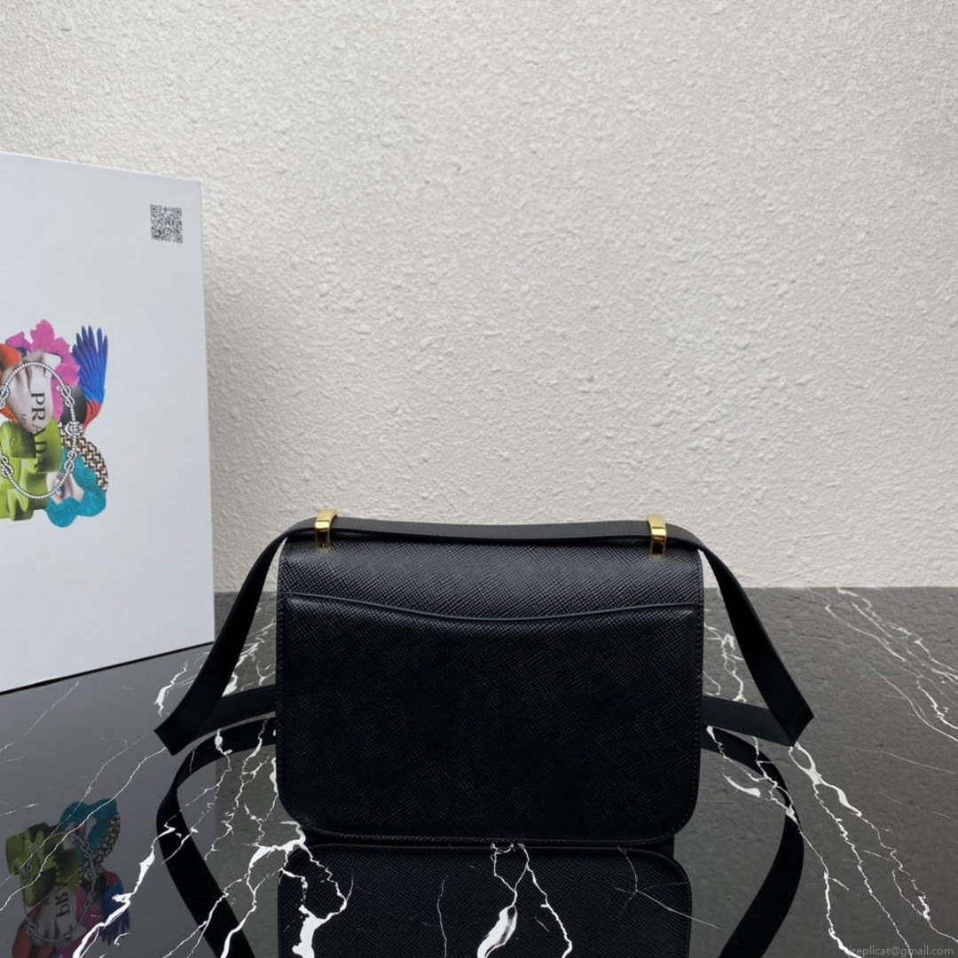 Prada 1BD320 Prada Emblème Saffiano Shoulder Bag Black