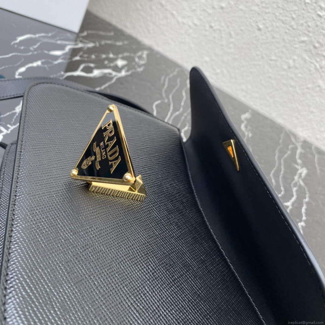 Prada 1BD320 Prada Emblème Saffiano Shoulder Bag Black