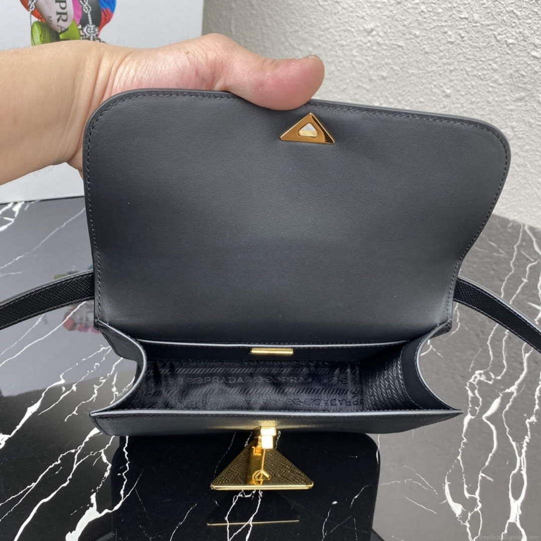 Prada 1BD320 Prada Emblème Saffiano Shoulder Bag Black