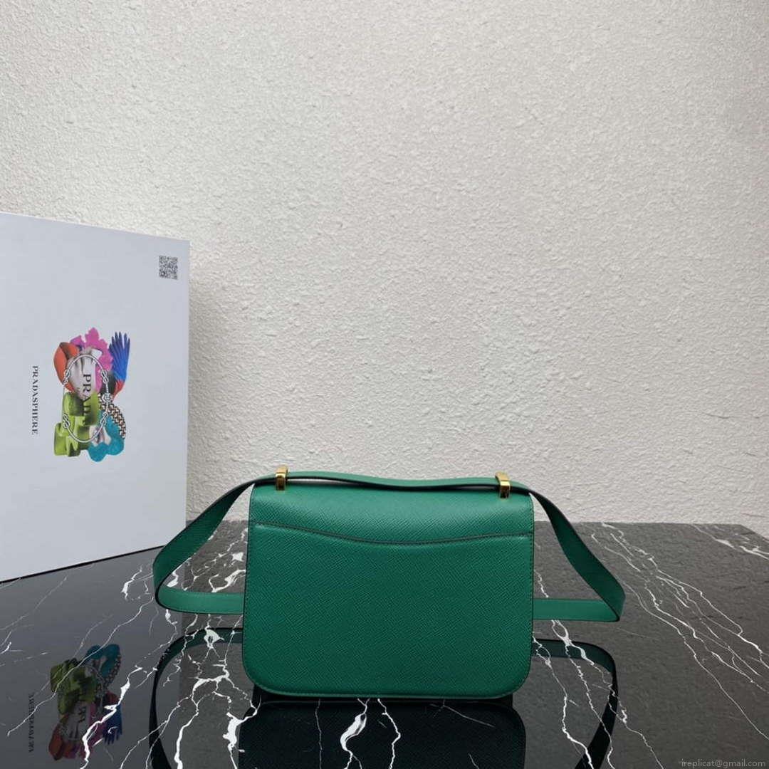 Prada 1BD320 Prada Emblème Saffiano Shoulder Bag Green