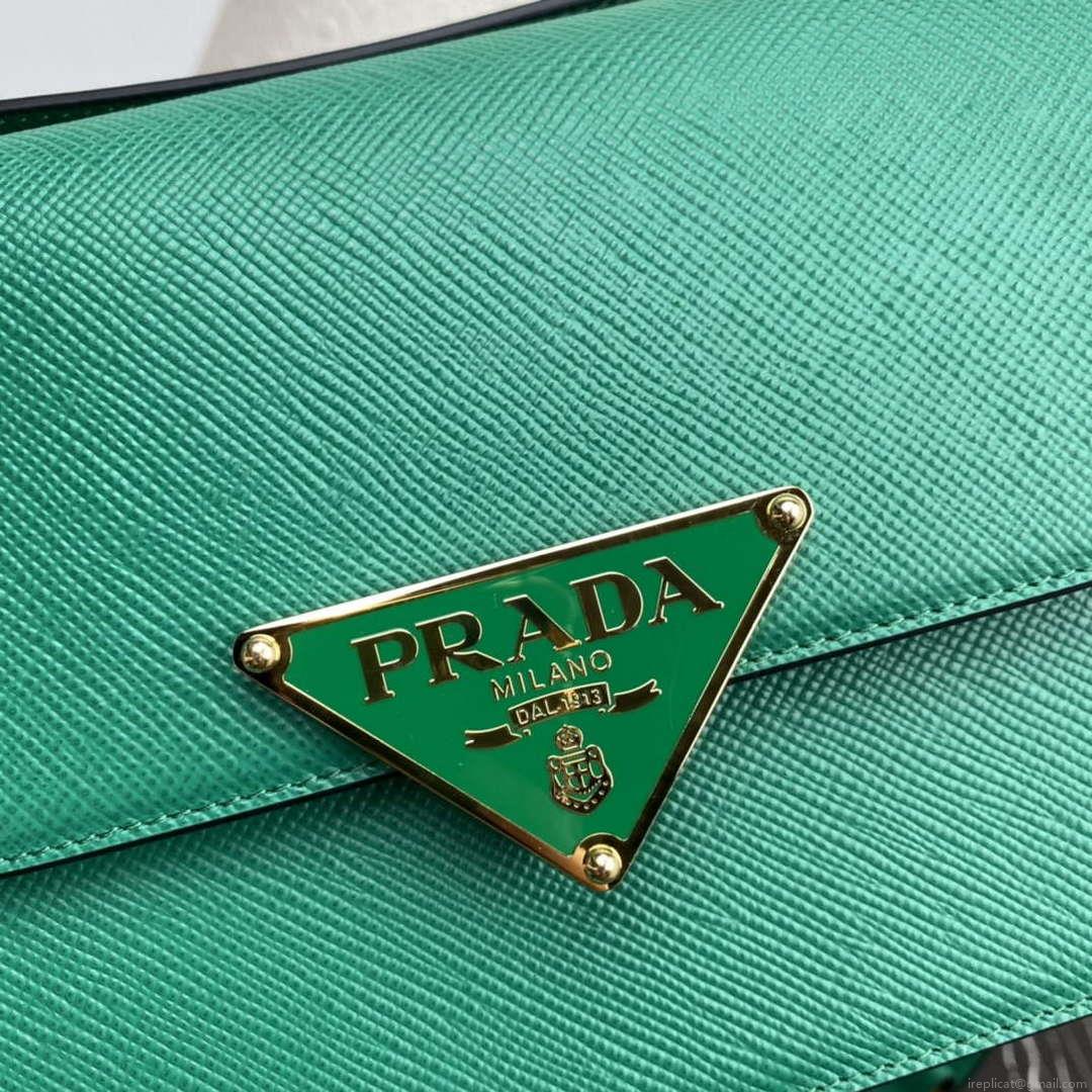 Prada 1BD320 Prada Emblème Saffiano Shoulder Bag Green