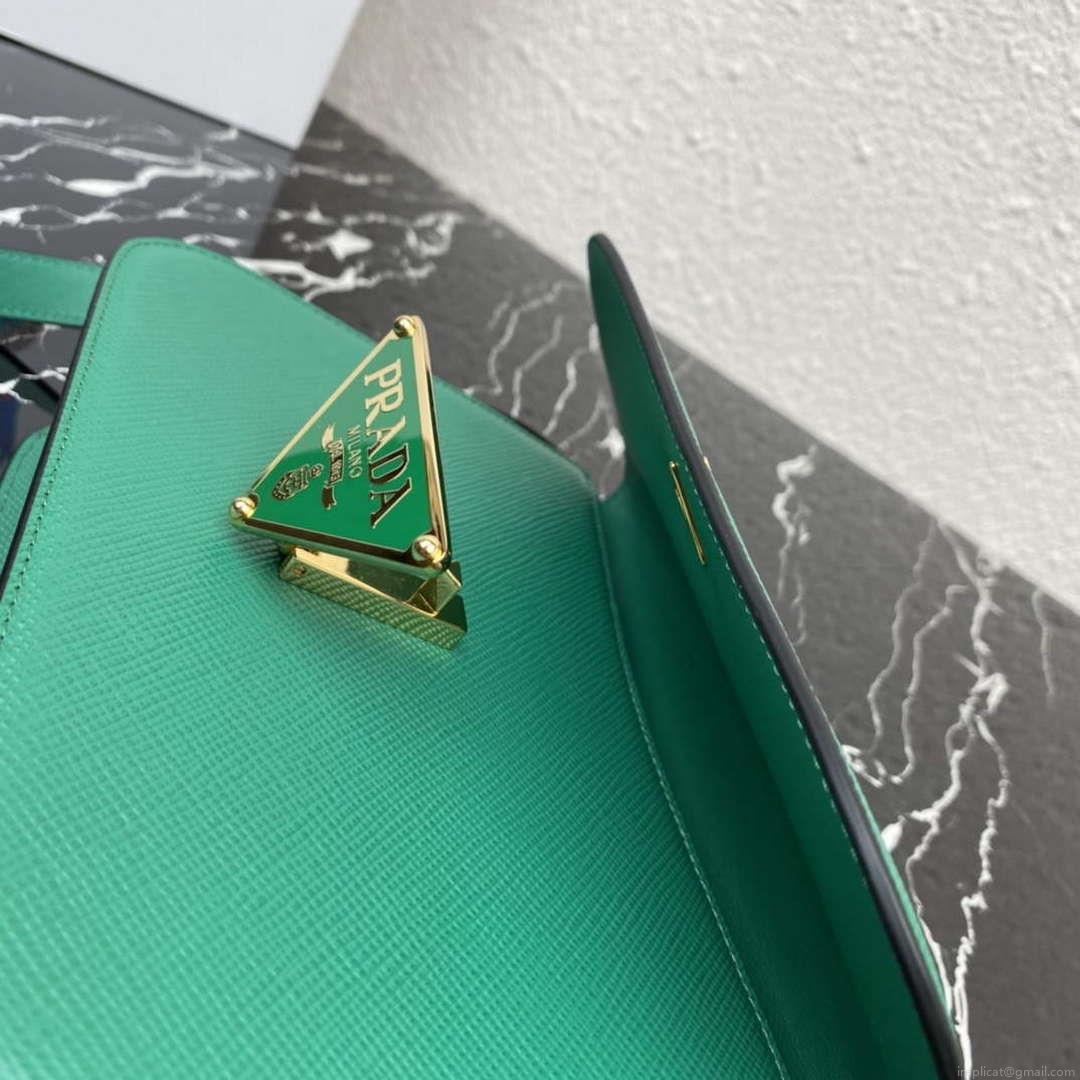 Prada 1BD320 Prada Emblème Saffiano Shoulder Bag Green