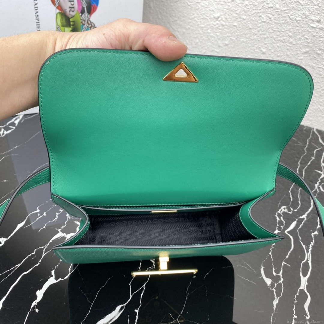 Prada 1BD320 Prada Emblème Saffiano Shoulder Bag Green