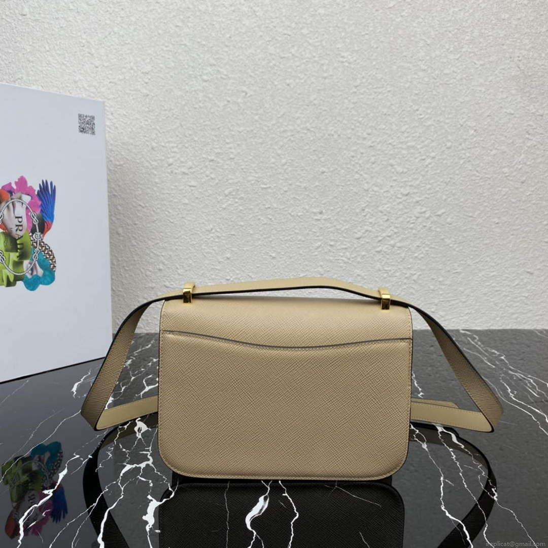 Prada 1BD320 Prada Emblème Saffiano Shoulder Bag Tan