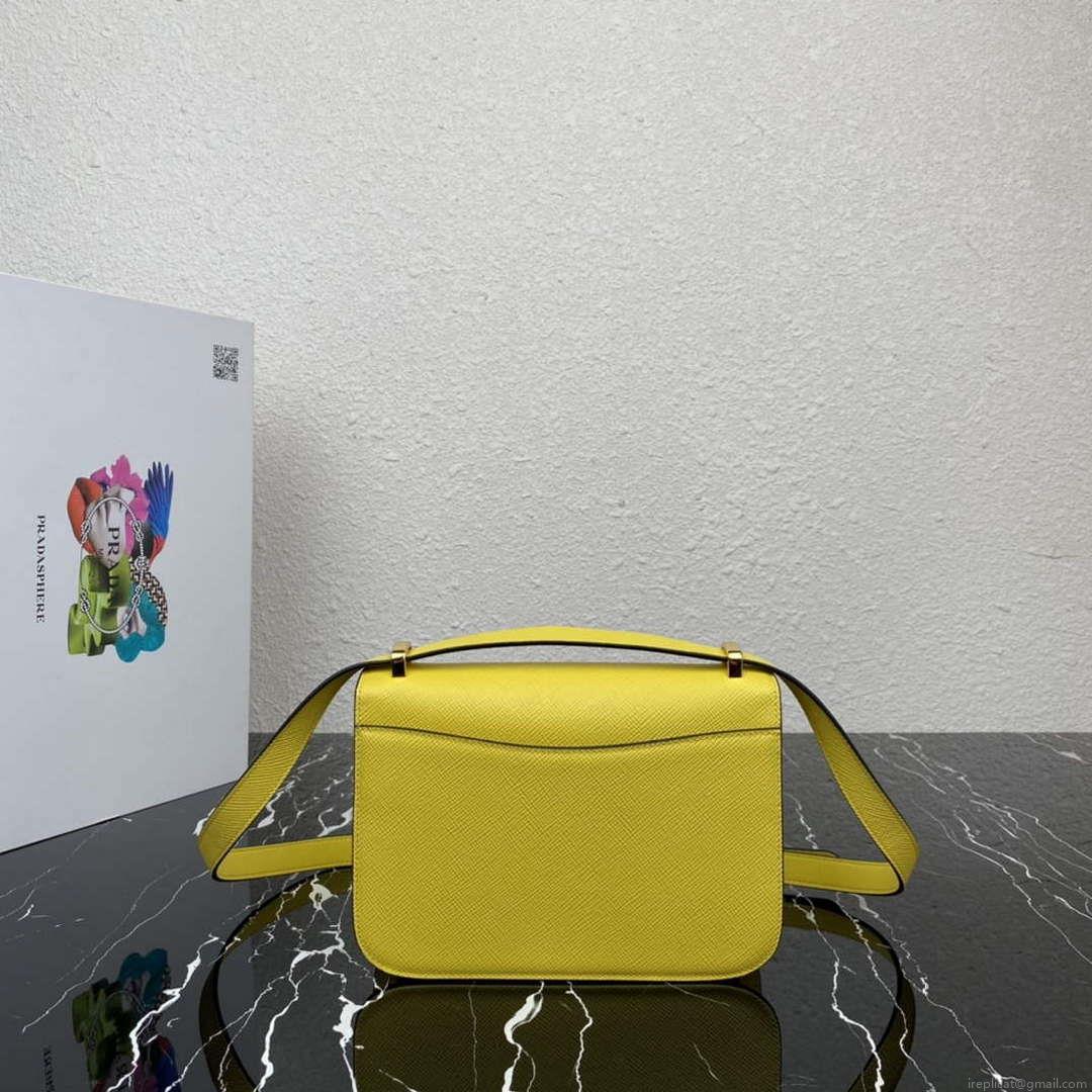 Prada 1BD320 Prada Emblème Saffiano Shoulder Bag Yellow