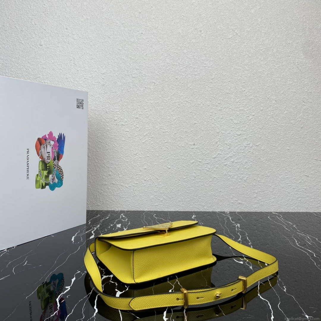 Prada 1BD320 Prada Emblème Saffiano Shoulder Bag Yellow