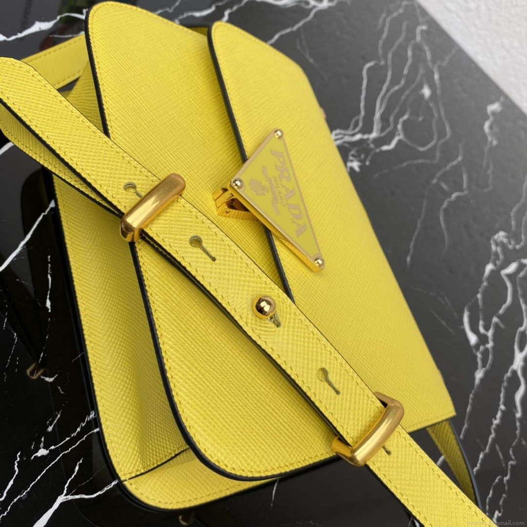 Prada 1BD320 Prada Emblème Saffiano Shoulder Bag Yellow