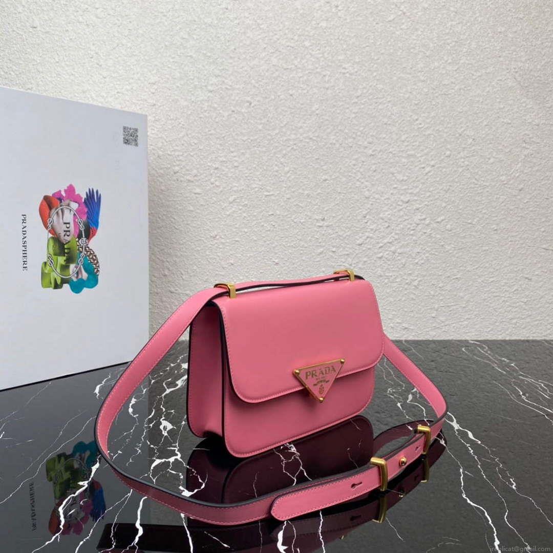 Prada 1BD320 Prada Emblème Saffiano Shoulder Bag Pink