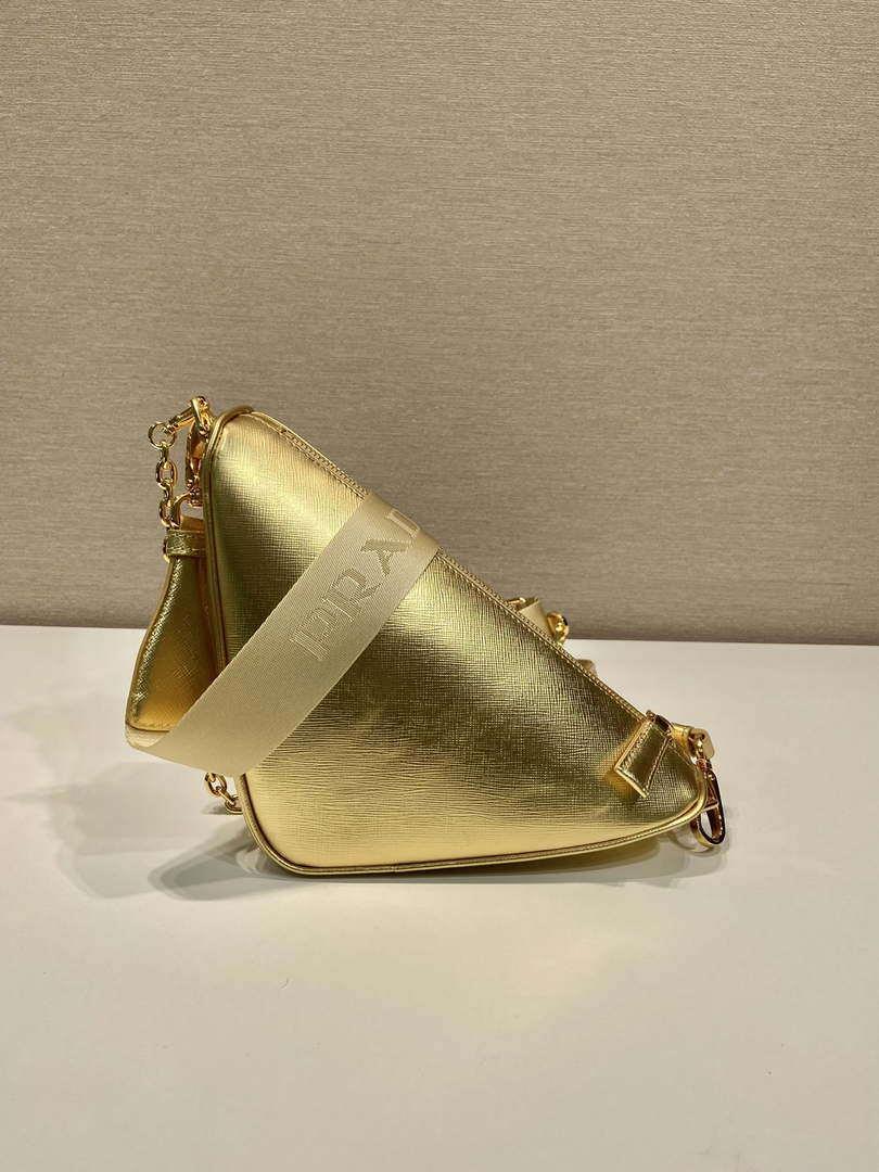 Prada Leather Prada Triangle shoulder bag 1BH190 Gold