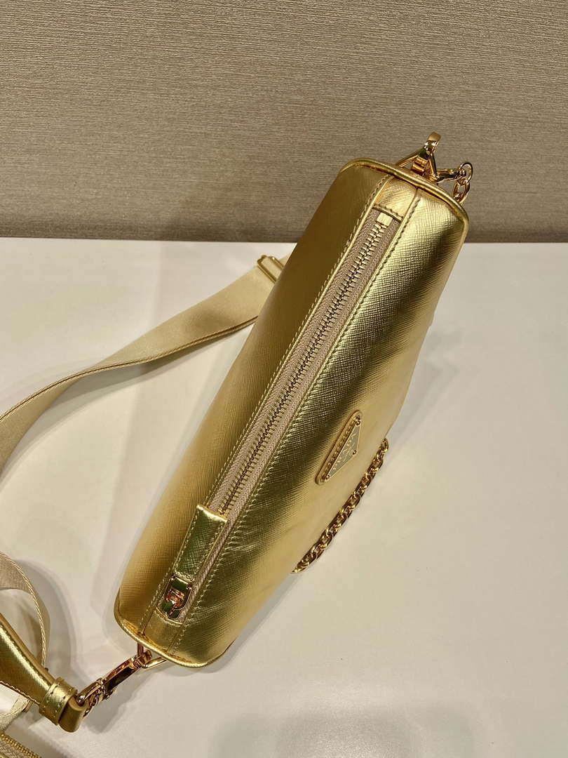 Prada Leather Prada Triangle shoulder bag 1BH190 Gold