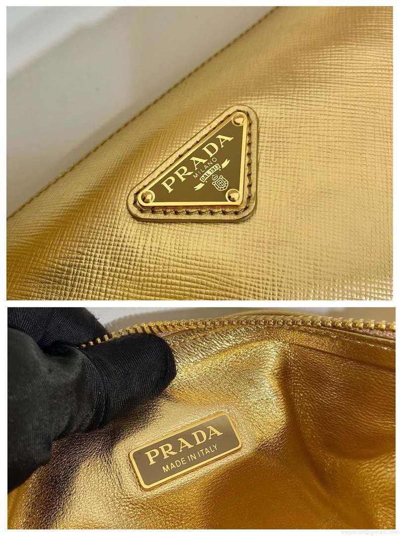Prada Leather Prada Triangle shoulder bag 1BH190 Gold