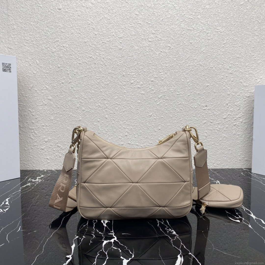 Prada 1BC151 Padded Calfskin Leather shoulder bag Apricot