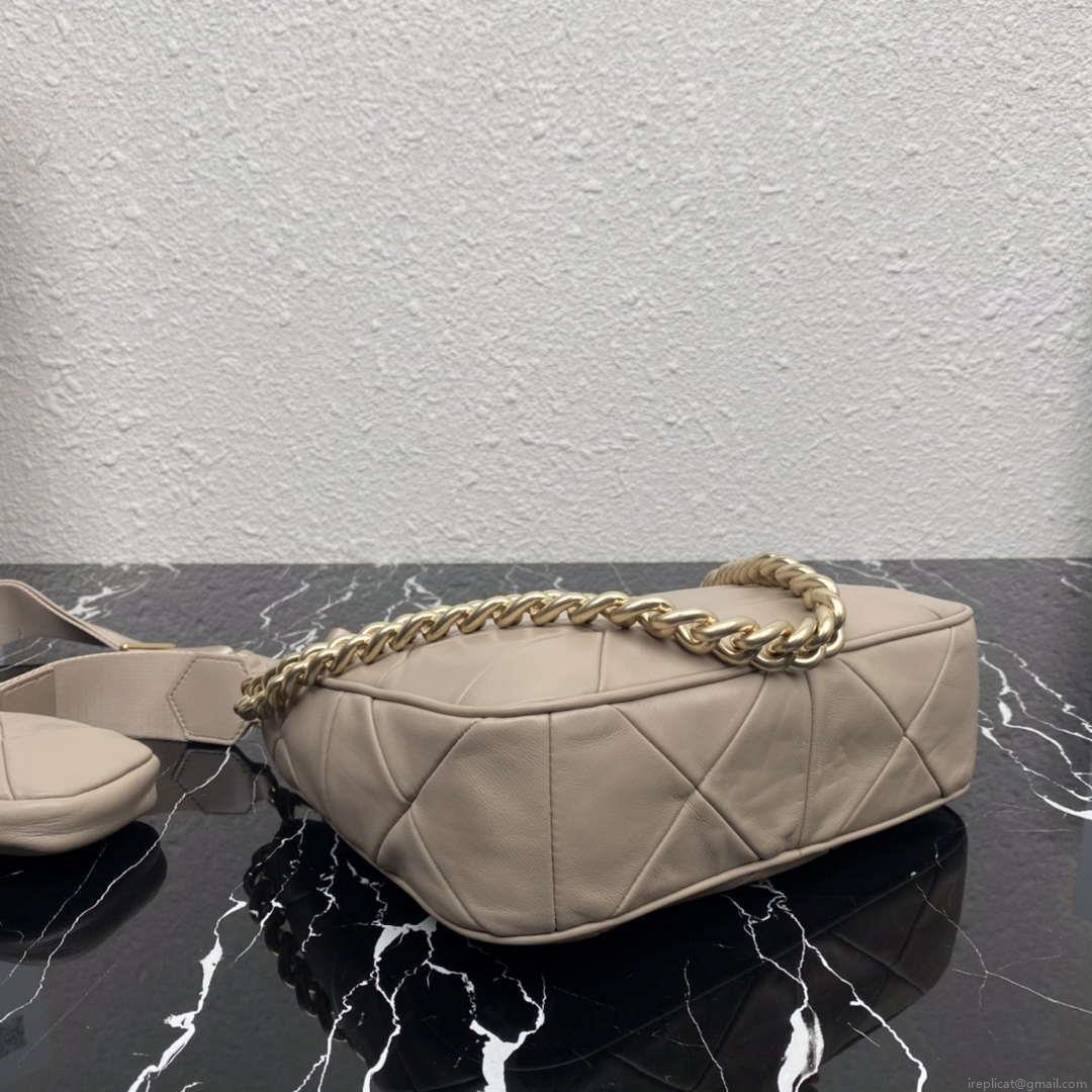 Prada 1BC151 Padded Calfskin Leather shoulder bag Apricot