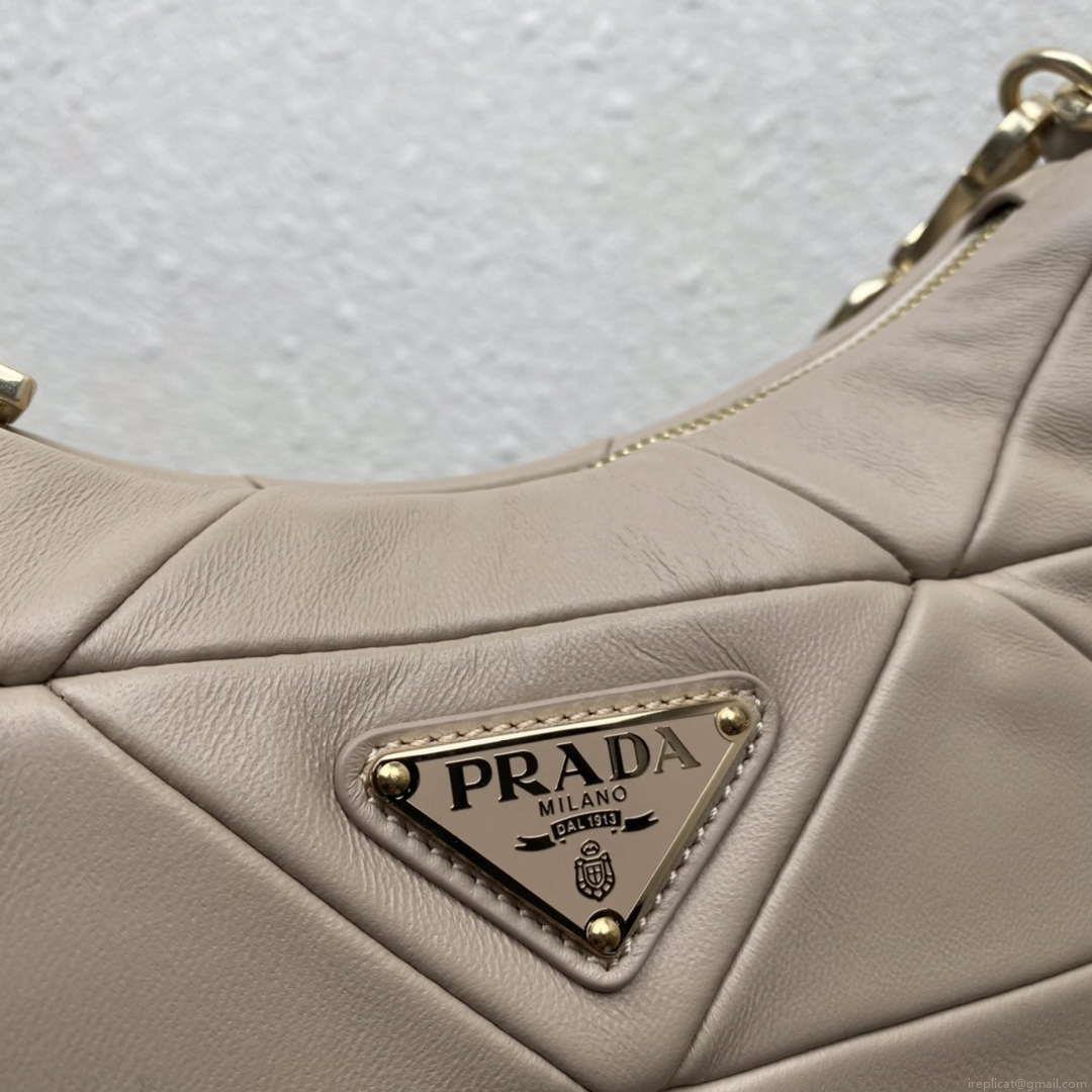 Prada 1BC151 Padded Calfskin Leather shoulder bag Apricot
