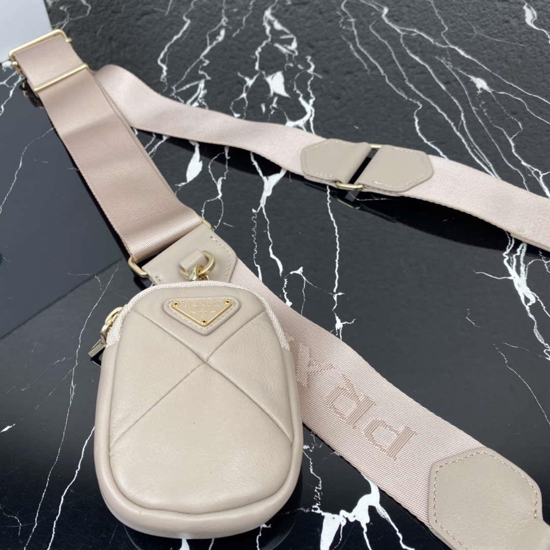 Prada 1BC151 Padded Calfskin Leather shoulder bag Apricot