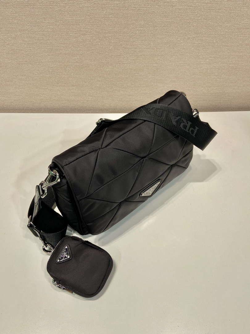 Prada 1BD290 Padded Re-Nylon shoulder bag Black