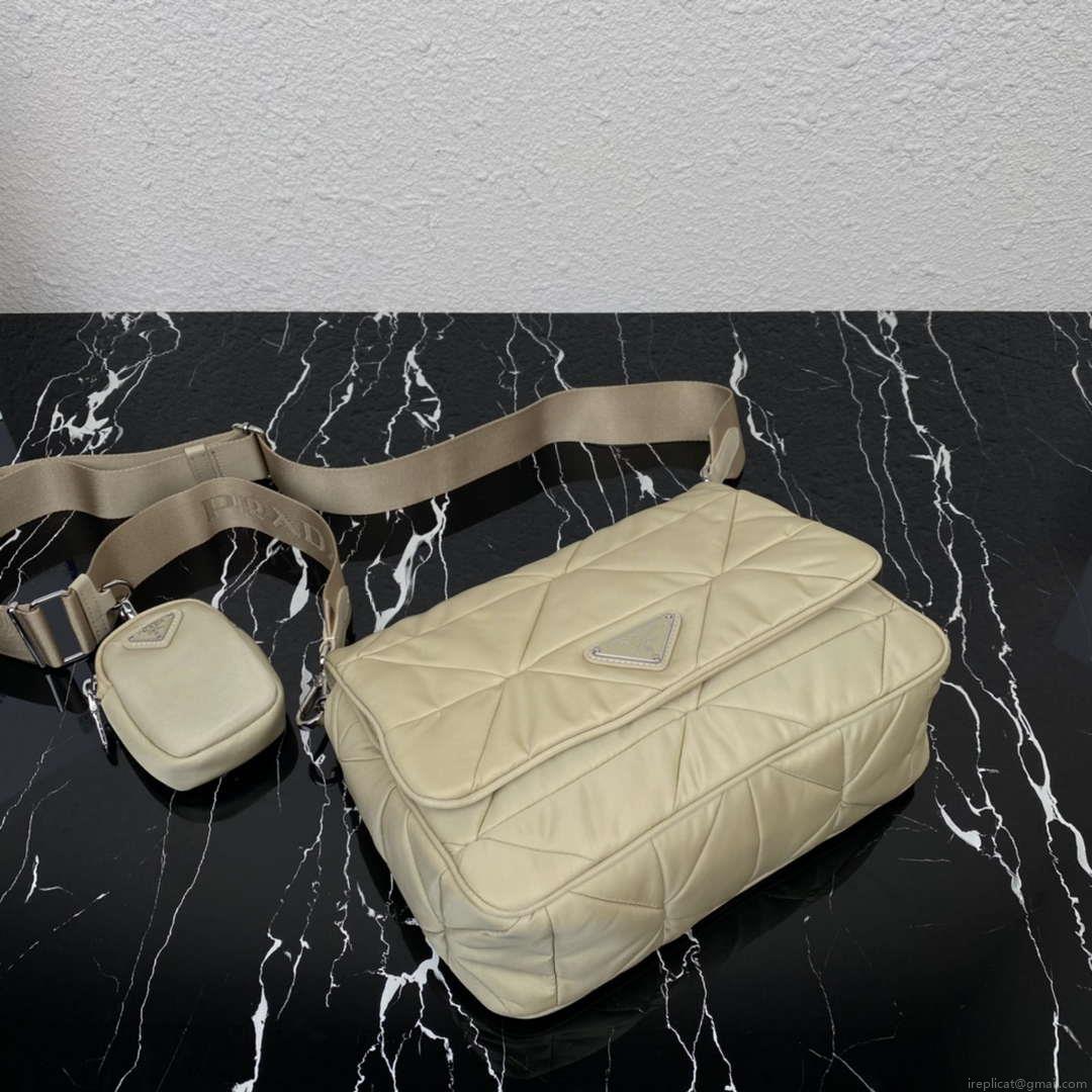 Prada 1BD290 Padded Re-Nylon shoulder bag Apricot