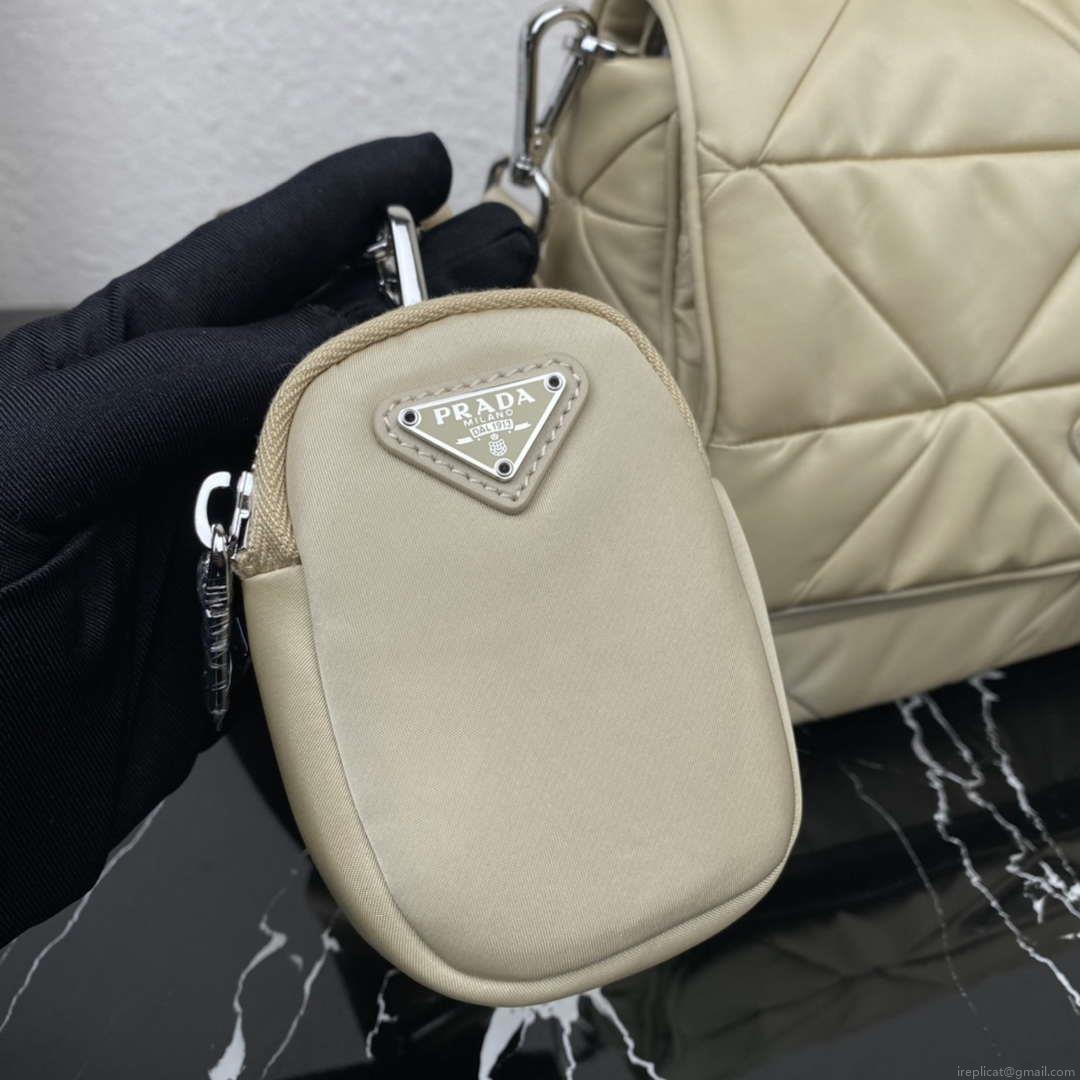 Prada 1BD290 Padded Re-Nylon shoulder bag Apricot