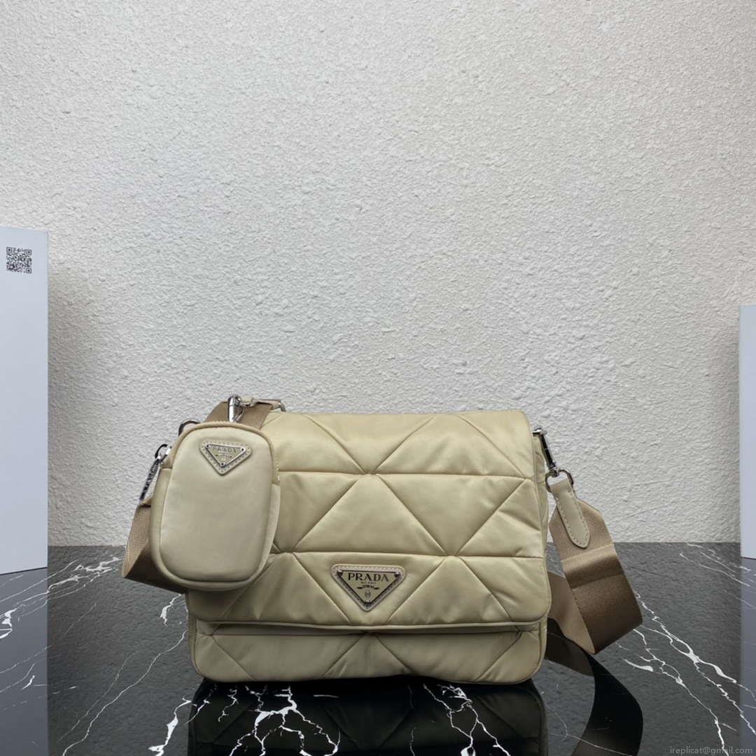 Prada 1BD290 Padded Re-Nylon shoulder bag Apricot