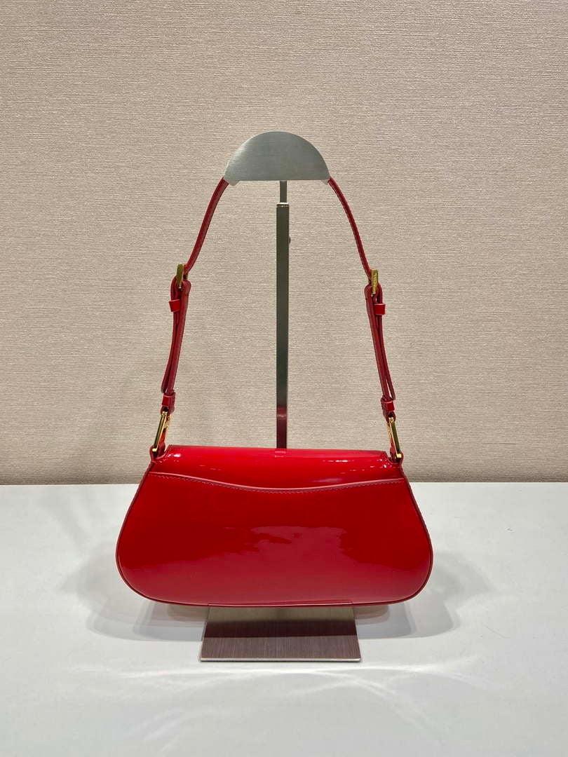 Prada 1BD345 Brushed Patent leather shoulder bag Red