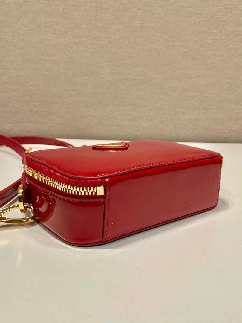 Prada 1BH206 Odette patent leather mini-bag Red