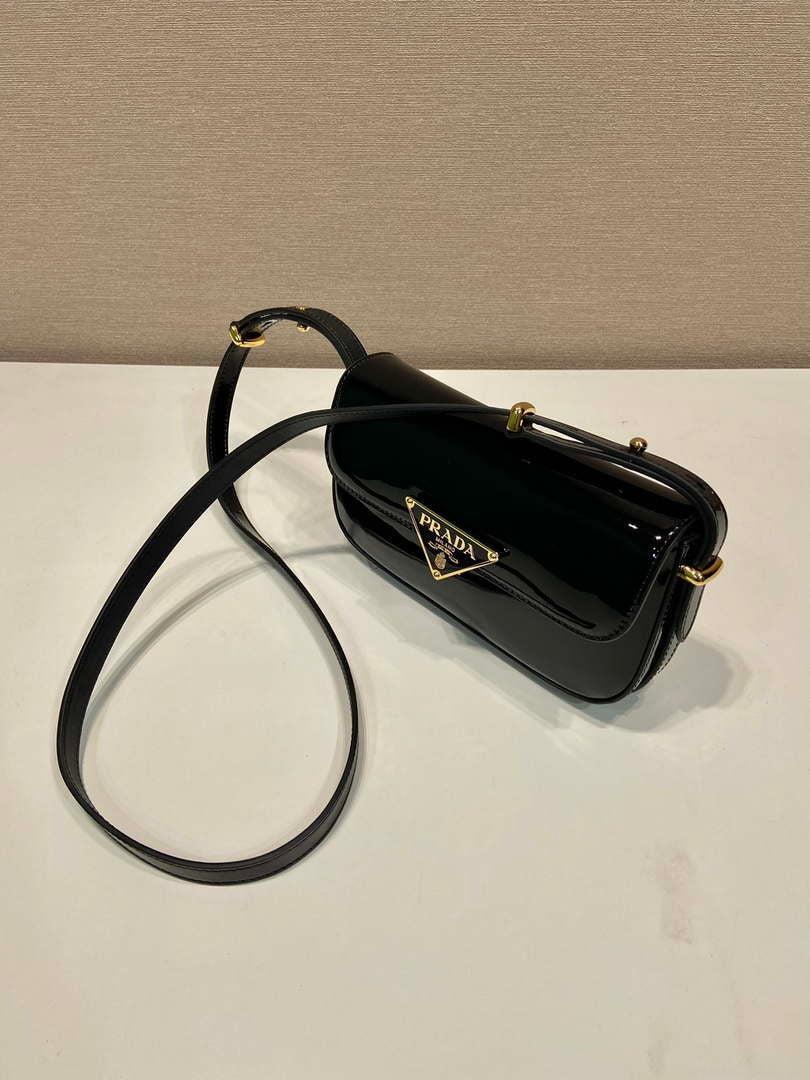 Prada 1BD339 Patent Leather Shoulder Bag Black