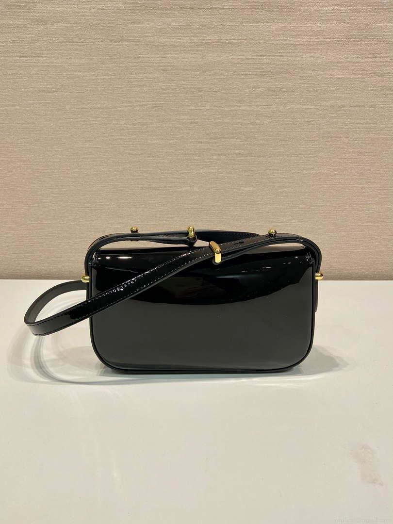 Prada 1BD339 Patent Leather Shoulder Bag Black