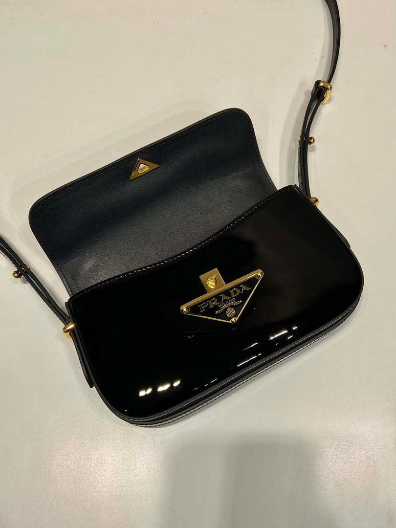 Prada 1BD339 Patent Leather Shoulder Bag Black
