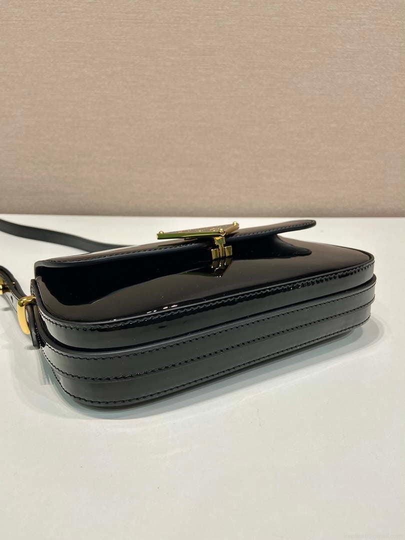 Prada 1BD339 Patent Leather Shoulder Bag Black