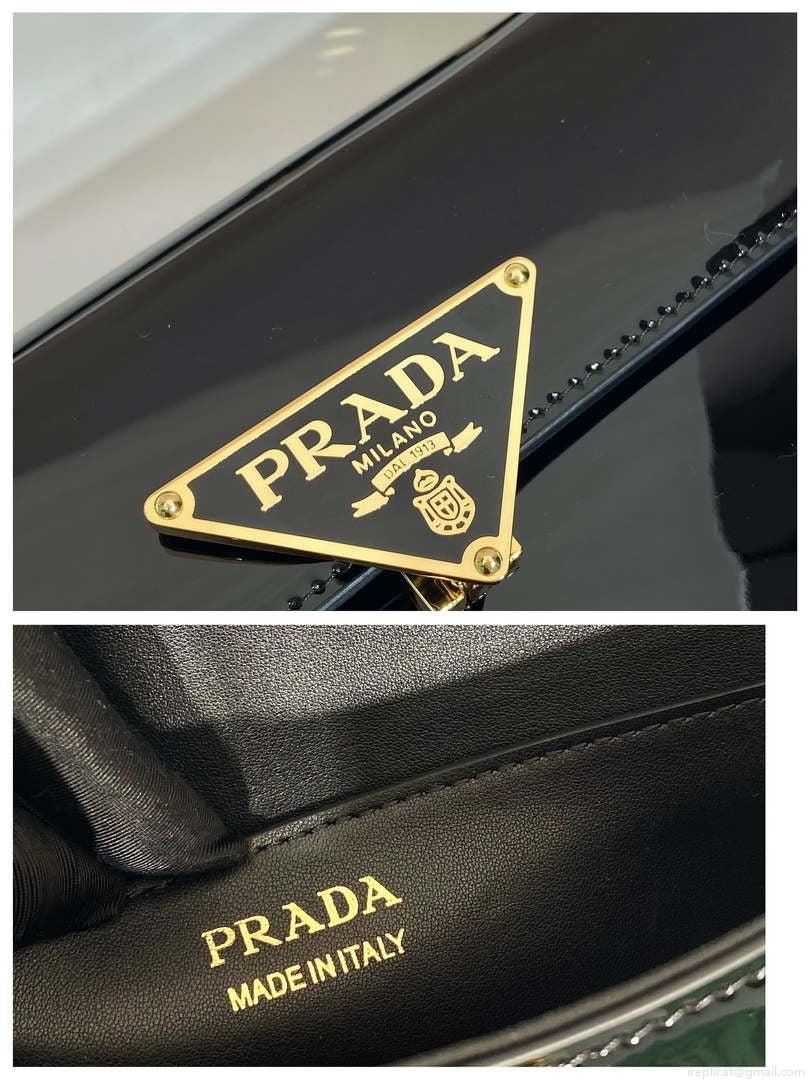 Prada 1BD339 Patent Leather Shoulder Bag Black