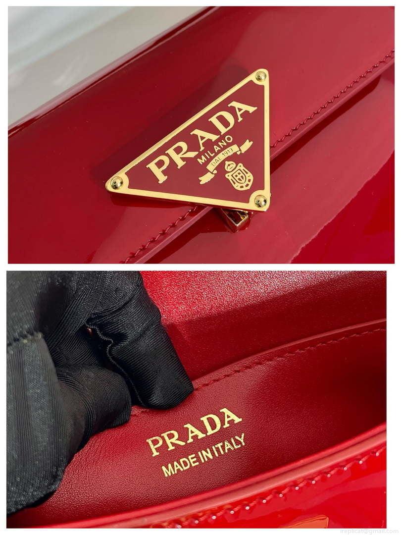 Prada 1BD339 Patent Leather Shoulder Bag Red