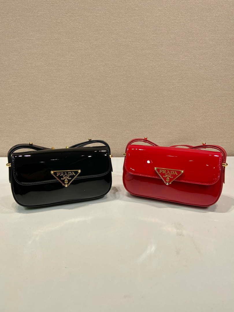 Prada 1BD339 Patent Leather Shoulder Bag Red