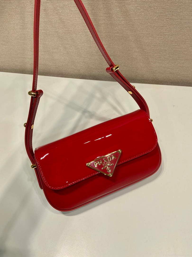 Prada 1BD339 Patent Leather Shoulder Bag Red