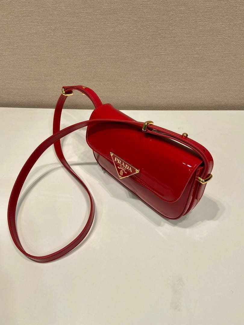 Prada 1BD339 Patent Leather Shoulder Bag Red