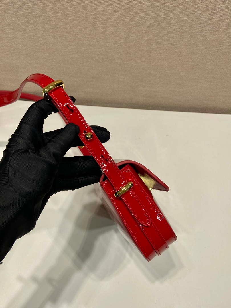Prada 1BD339 Patent Leather Shoulder Bag Red