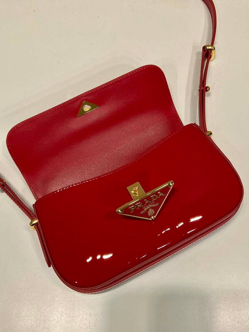 Prada 1BD339 Patent Leather Shoulder Bag Red