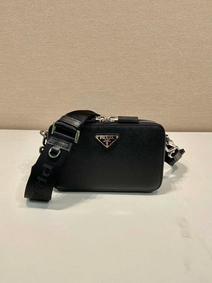 Prada 2VH173 Prada Brique Saffiano leather bag Black