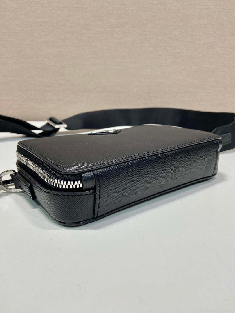 Prada 2VH173 Prada Brique Saffiano leather bag Black