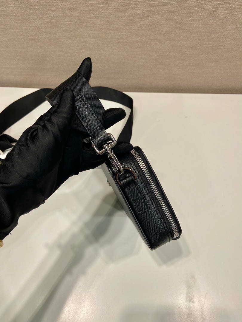 Prada 2VH173 Prada Brique Saffiano leather bag Black