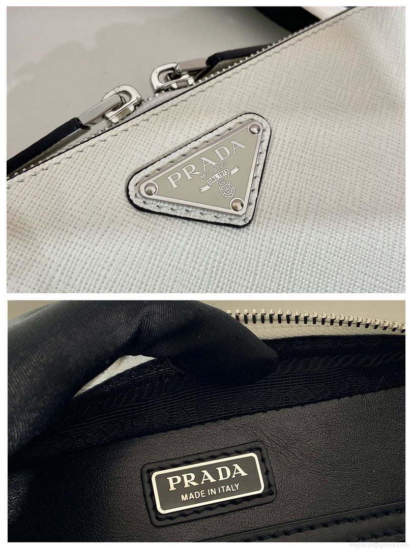 Prada 2VH173 Prada Brique Saffiano leather bag White