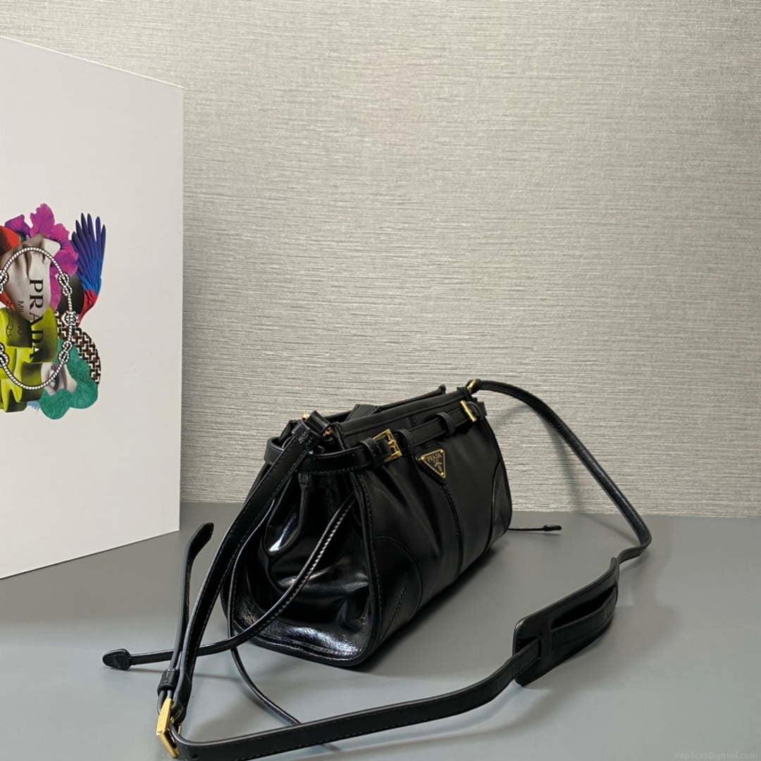 Prada 1BH215 LusSolf leather shoulder bag Black