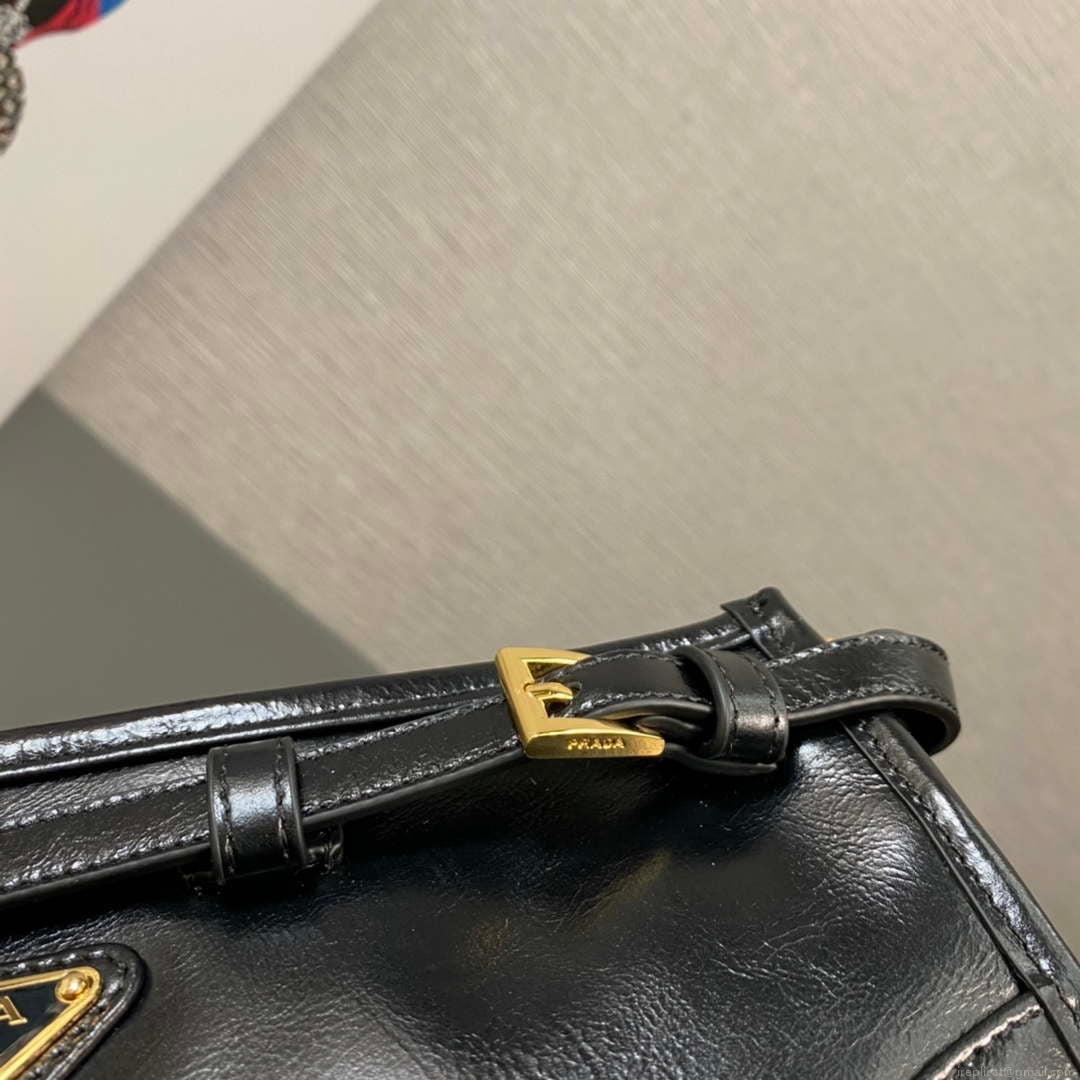 Prada 1BH215 LusSolf leather shoulder bag Black