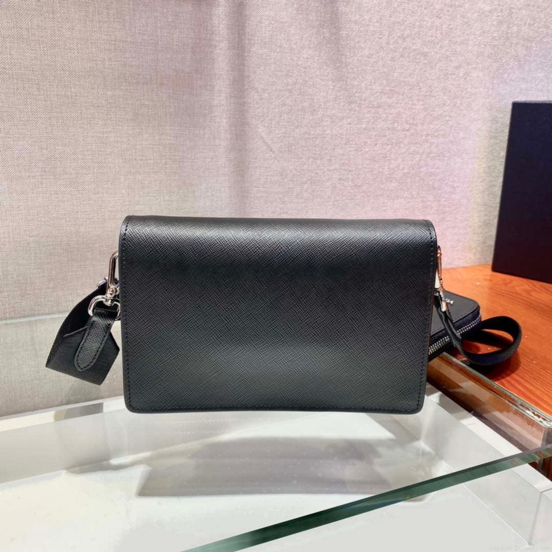 Prada 1BP020 Saffiano leather mini envelope bag Black