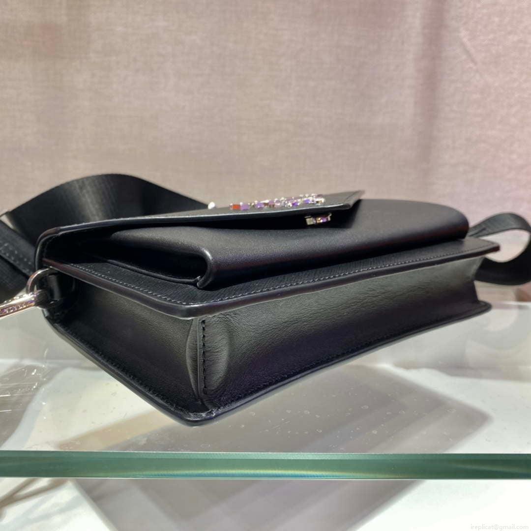 Prada 1BP020 Saffiano leather mini envelope bag Black