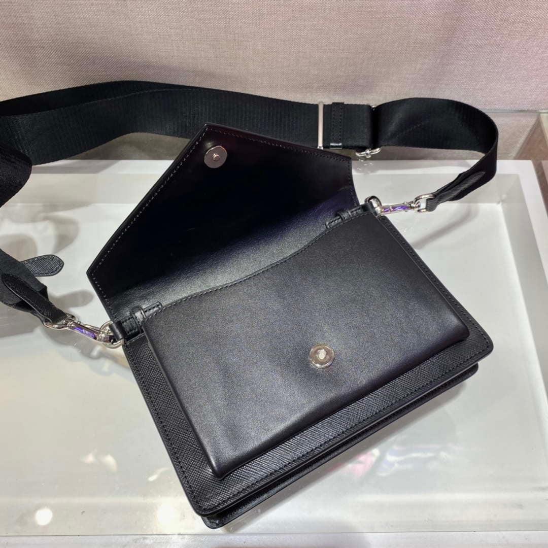 Prada 1BP020 Saffiano leather mini envelope bag Black