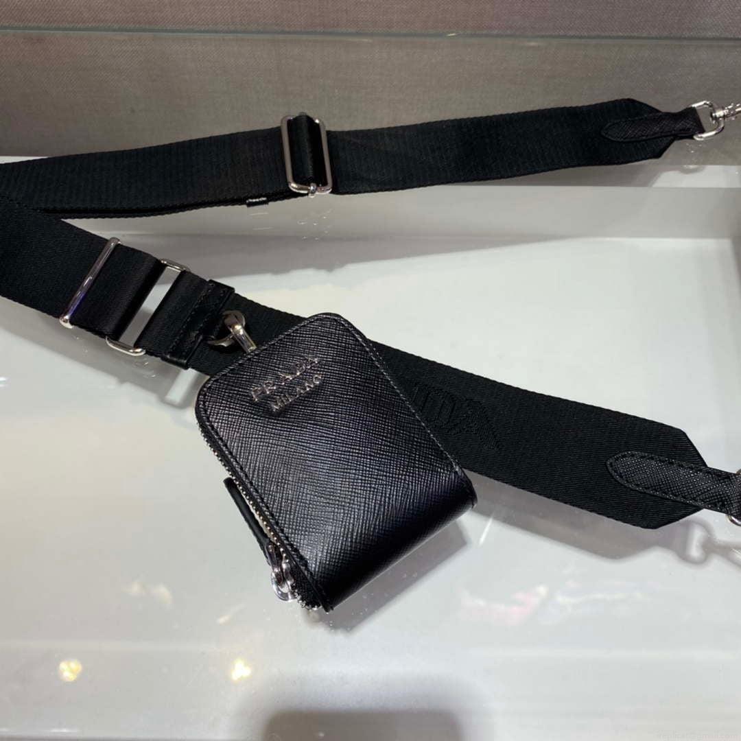 Prada 1BP020 Saffiano leather mini envelope bag Black