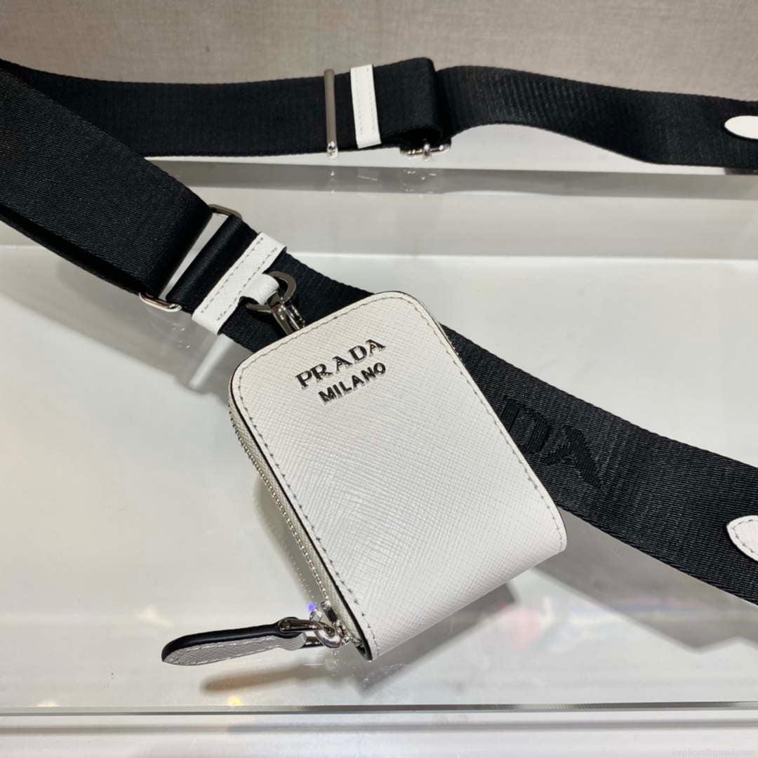 Prada 1BP020 Saffiano leather mini envelope bag White